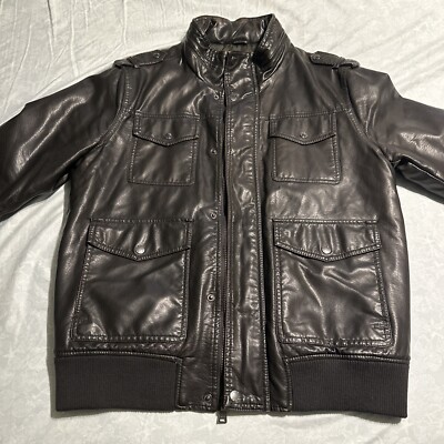 IZOD Classic Men's Black Coat Bomber Lined Jacket Size Medium EUC