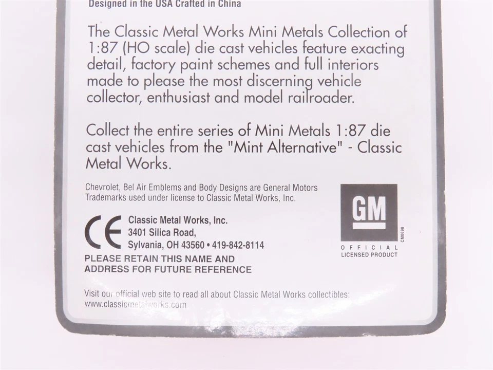 Coche de policía Chevy escala HO CMW mini metales #30153 '55 - negro/blanco Foto 4 de 4