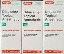 Rugby Dibucaine Topical Anesthetic 1 Hemorrhoidal Ointment 3 Pack -Exp 02-2028
