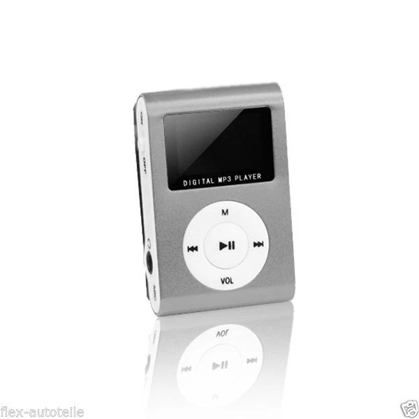 MP3 Lettore Digitale LCD Schermo Luce LED Miniclip Musica Argento Display - Immagine 2 di 3
