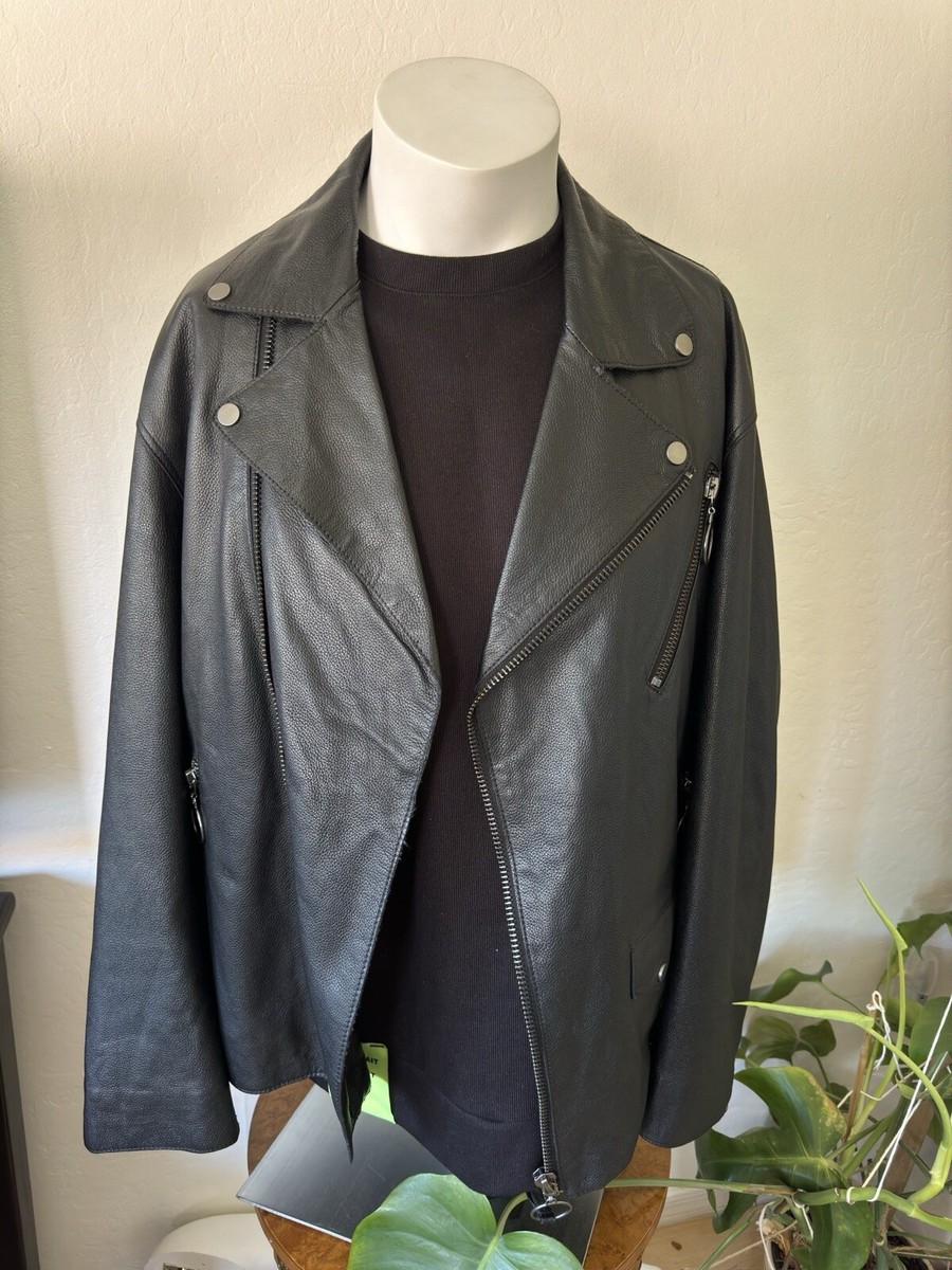 ZARA Men's Real Leather Oversize Sheep Leather Biker Jacket