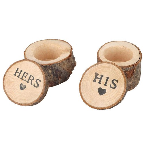 2Pcs Wedding Ring Box, Wooden Ring Box Rustic Mr and Mrs Ring Bearer Box Ring...