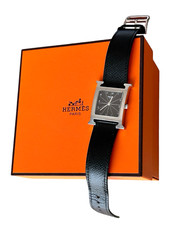 HERMES Heure H Watch HH1.510 Quartz BLACK Leather Batt Replaced 2025 From Japan 5