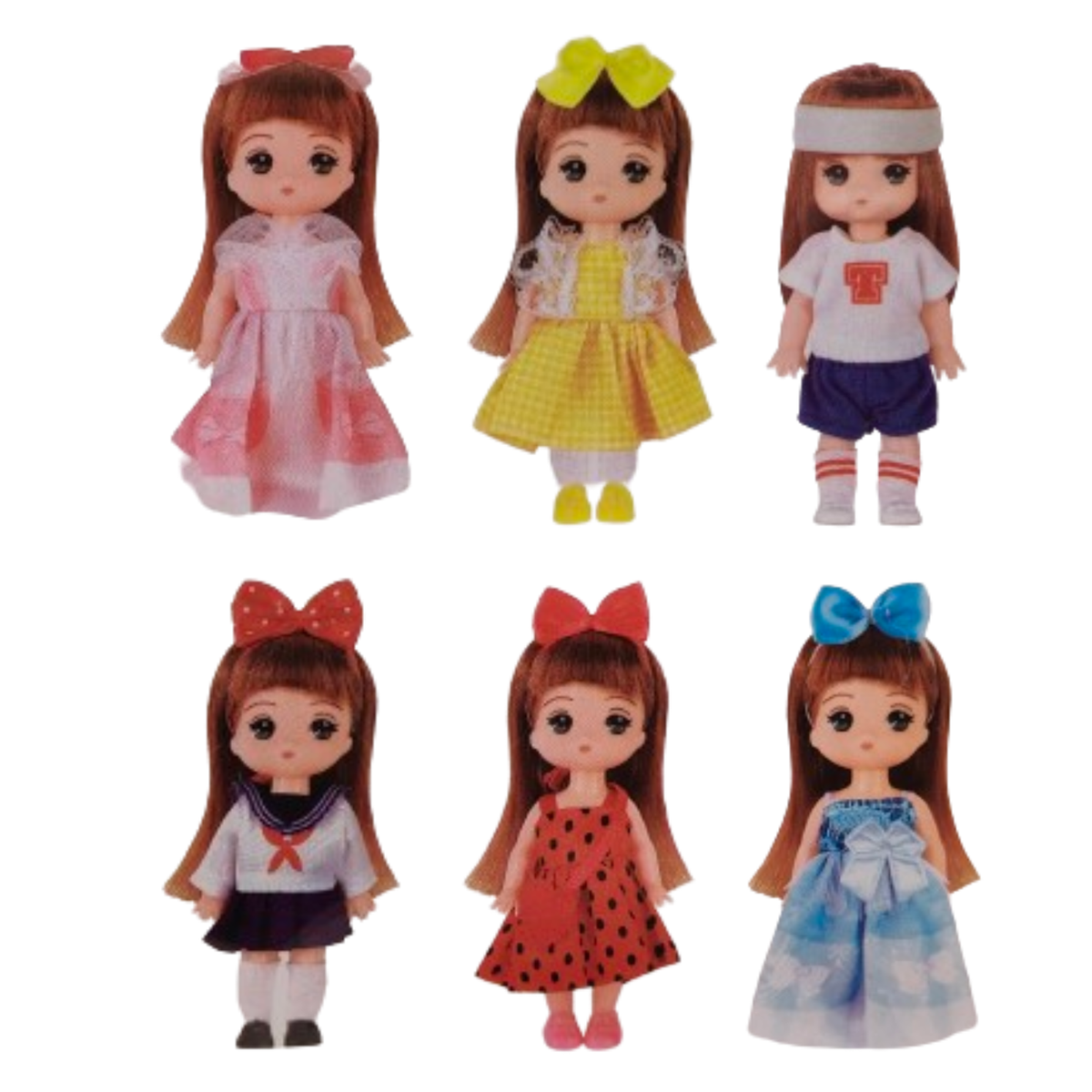 Ｙuちゃん商品です Daiso Yuna chan Doll x2 Dress x6 Set Licca-chan Japanese Fashion