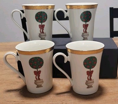Set Of 4 Mikasa Topiary L3281 Fine China Mugs! 