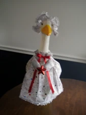 Goose clothes outfit - Patriotic stars on white w/bonnet for lg 24-27" goose