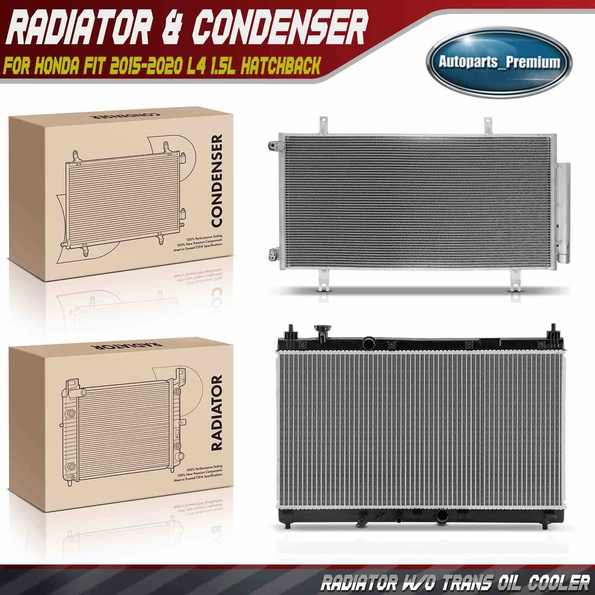 Radiator Plaza Aluminum Radiator For 2015-2020 Honda Fit 4-Door Hatchback 1.5L