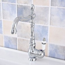 Polished Chrome Bath/Kitchen Faucet Swivel Single Handle Tap Deck Mounted zsf654