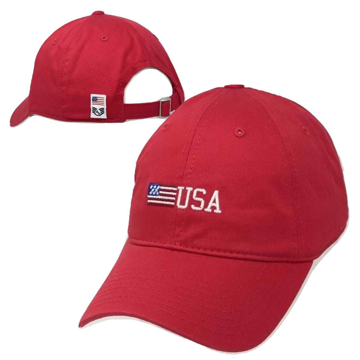 US USA Patch Tonal Small American Flag Washed Cotton Fit Polo Baseball Hat Cap
