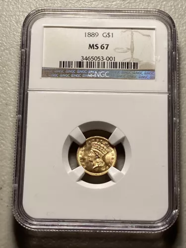 1889 $1 Gold NGC MS67 Indian Princess Head Gold Dollar