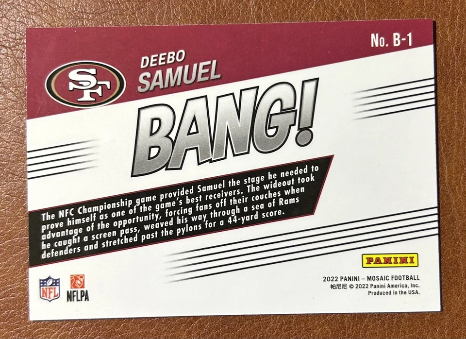 2022 Panini NFL Mosaic Football Bang Deebo Samuel B-1 San Francisco 49ers Insert - Image 2 of 2