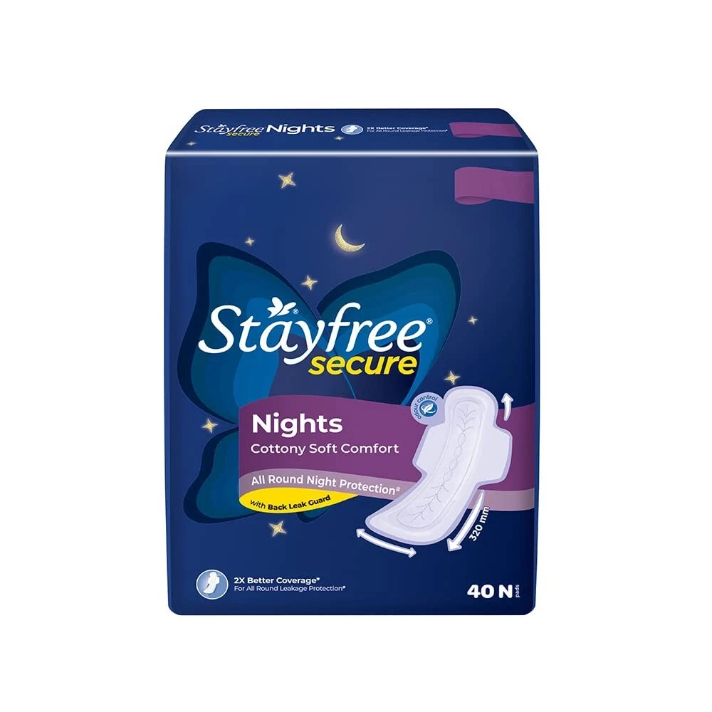 Stayfree Secure Nights XXL Cottony Soft Sanitary Pads for Women 40 Pads