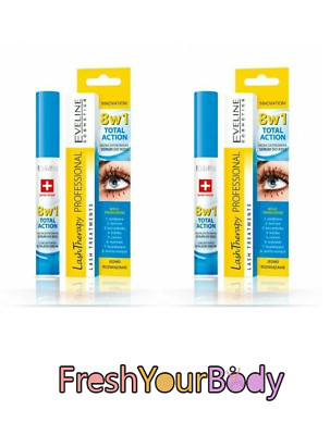 2xEveline 8in1 Wimpernserum Total Action Conditioner Mascara Base Primer Wimpern