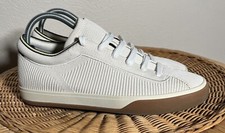 Rothy's The Lace Up Sneaker Shoes White and Tan Gum Soles Womens Size 9 - EUC