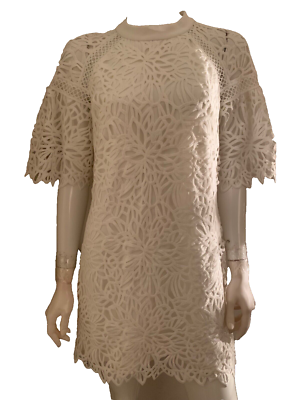 Gorgous Laundry By Shelli Segal white floral lace short dress size 6 NWT |  eBay