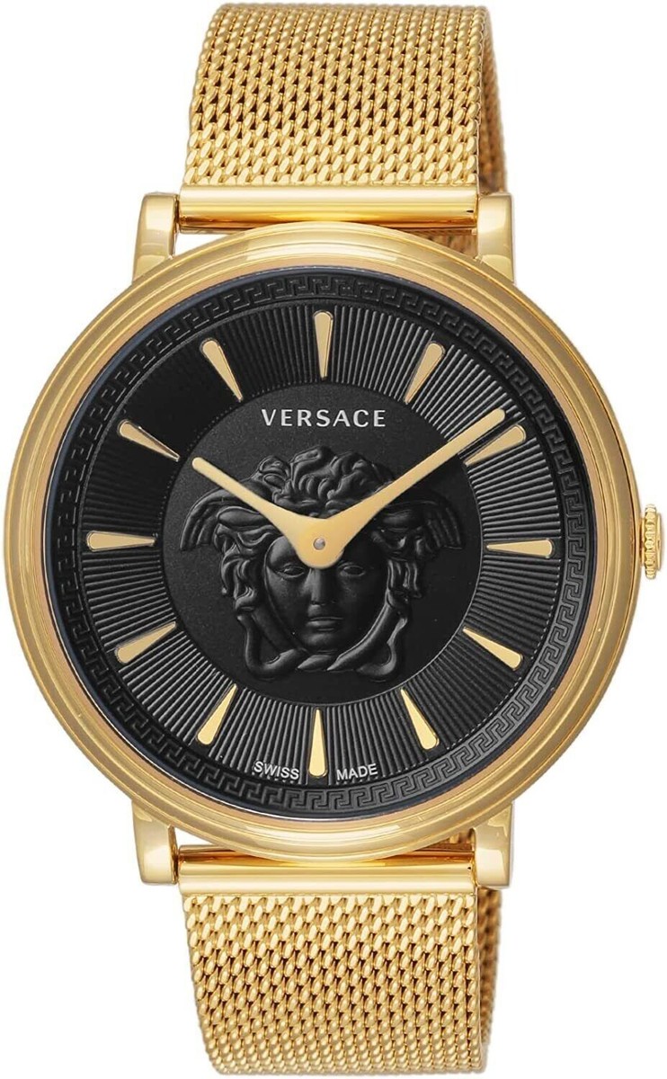 VERSACE メデューサ 腕時計 ゴールド ヴァニティ 黒 VERSACE V-Circle Medusa Women's Watch SKU: VE8102119 SWISS MADE