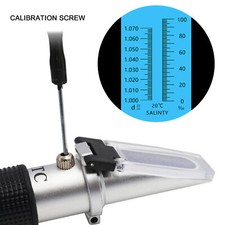 Salinity Refractometer Double Scale 0  100 PPT 1.000  1.070 ATC Salinity Meter