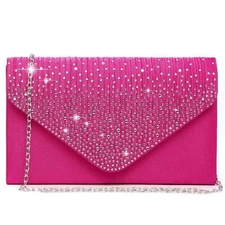 Women Satin Evening Bag Rhinestone Clutch Purse Wedding Prom Purse Formal Party