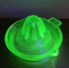 Vintage Federal Glass Uranium Green Glass Juicer Reamer with Tab Handle & Spout