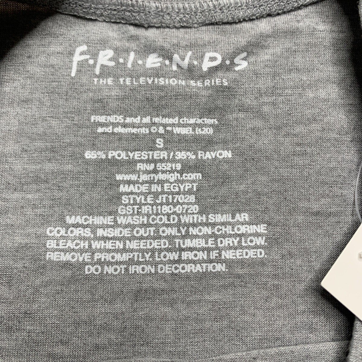 Friends Women's Small S T-Shirt Heather Grey Central Perk Short