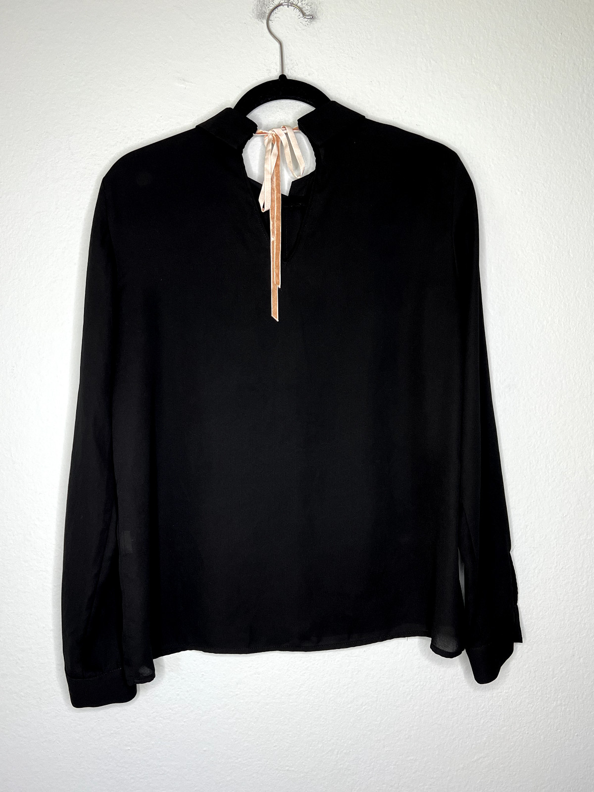 ZARA BASIC Black Button Up Long Sleeve Sheer Blou… - image 2
