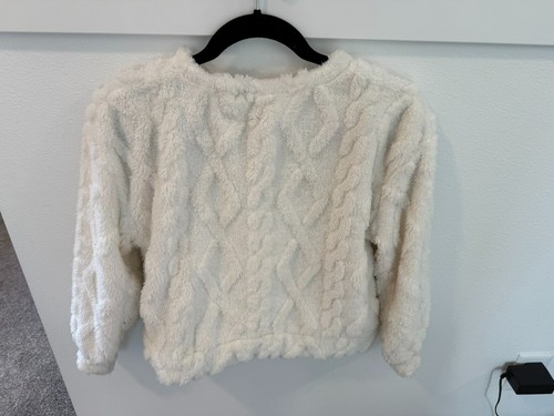 Max & Olivia 2-Piece Cream Cable Knit Plush Lounge Set – Girls Size 10/12, Soft - Picture 4 of 5