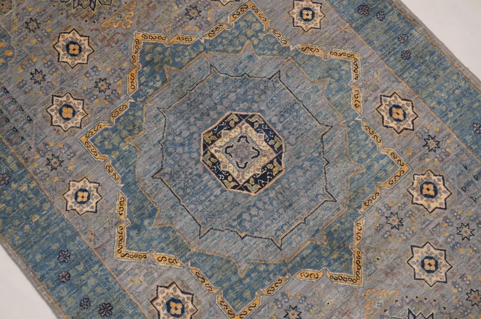 3 x 5 ft Gray Mamluk Afghan Hand Knotted Wool Medallion Area Rug - Image 4 of 4