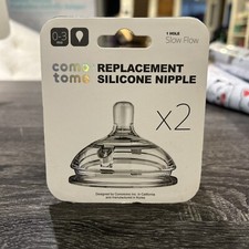Como Tomo Silicone Replacement Nipples 2-Pack Slow Flow 0-3 Months - New Sealed