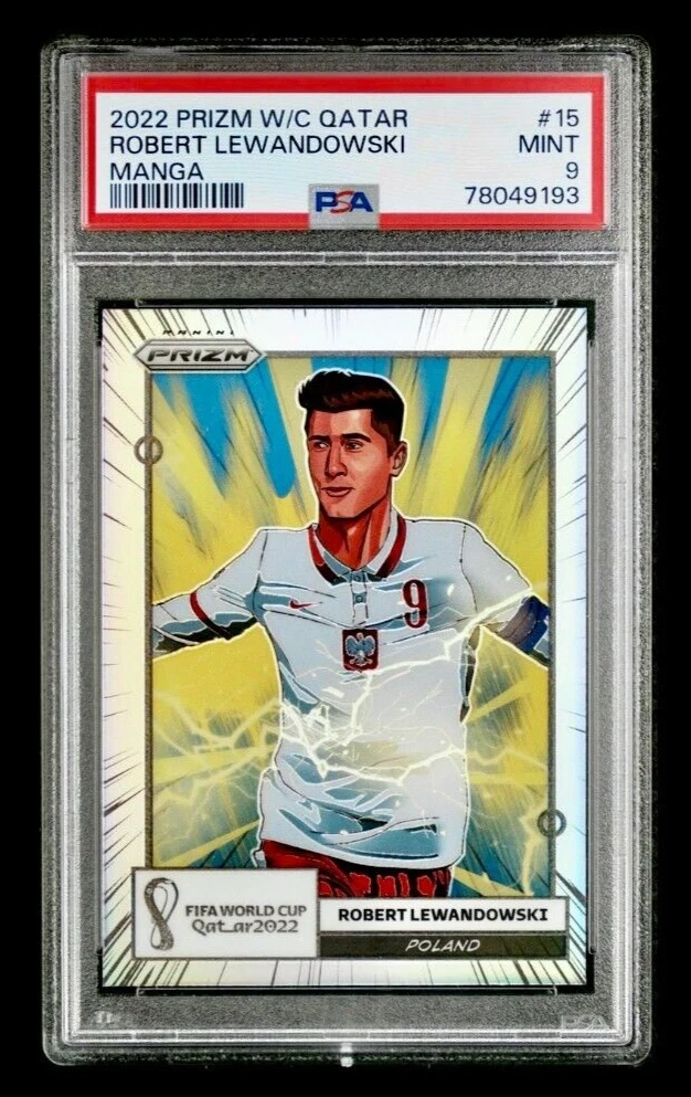 2022 Robert Lewandowski Panini Prizm World Cup Manga Poland Case Hit SSP PSA 9