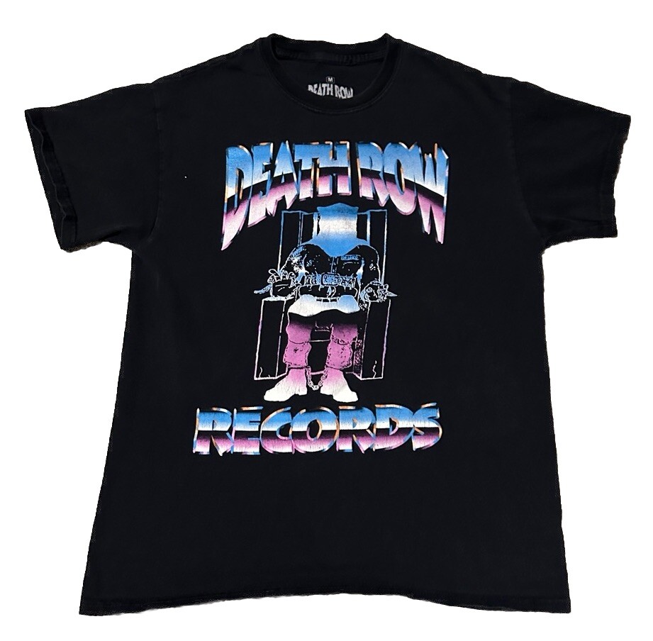 FILA T shirt nera Death Row Records logo cromato giunzione increspatura taglia media