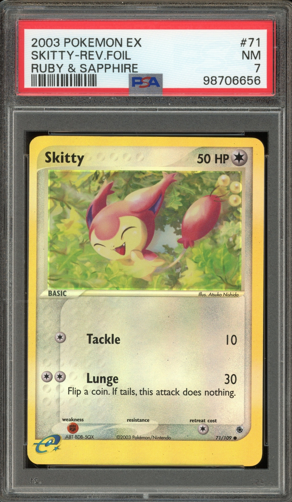 Pokemon Skitty EX Ruby & Sapphire Reverse Holo #71 PSA 7