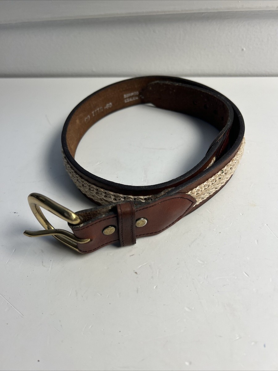 Leather Embroidered Vintage Boho Country Belt Solid Brass Buckle Vintage Leather Belt Ornate Brass Buckle Ethnic Boho Western  main image 4
