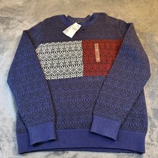 Tommy Hilfiger Knit Sweater Blue Red White Pullover Mens Extra Large XL NWT