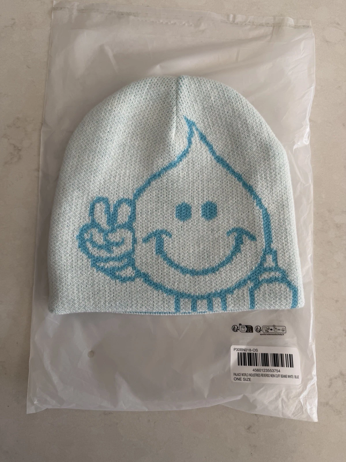 Palace SS26 World Industries Reverso Nein Cuff Beanie Water White Blue IN HAND