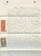 Hand Written Property Indenture Conveyance & Revenue Stamps 1869 Burlington NJ