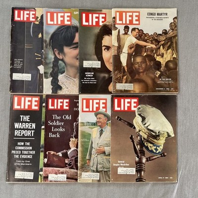 Life Magazine 1963-1964 Lot Of 8 General MacArthur Special Issue Election Congo 