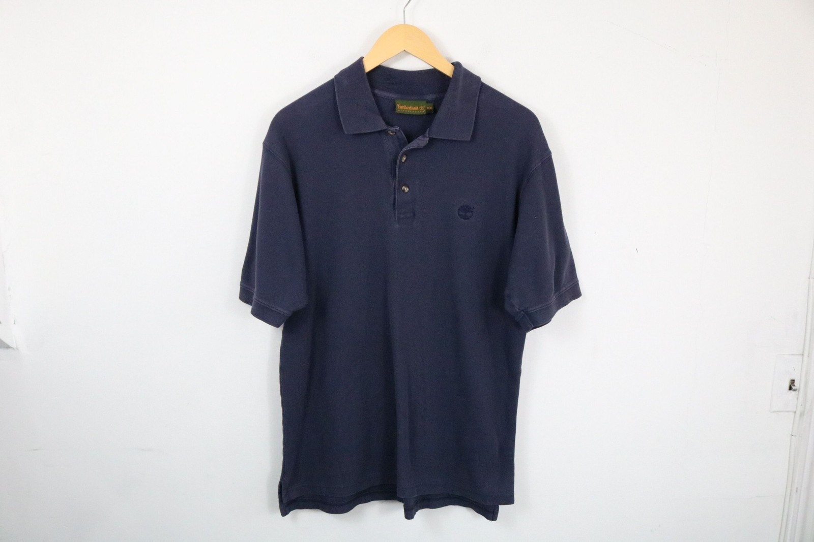 Timberland polo shirt | Vintage navy short sleeve embroidered tree logo | casual image 2