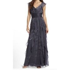 New Adrianna Papell grey layered petal formal dress Size 14 Prom Party Glam