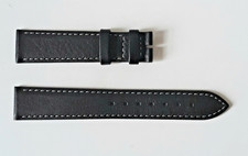 CINTURINO  BUFALO  LONGINES NERO LISCIO CUCITURE CHIARE 18/16