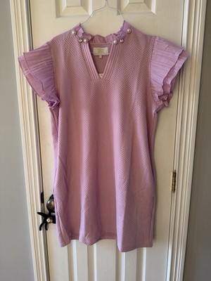 Simply Southern Lavender Quilted Beach Dress Pearl Embellished Size L