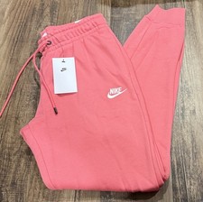 NWT Women Nike Small Essential Fleece Mid-Rise Sweatpants Pink BV4095 60
