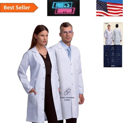 Unisex 40-Inch Doctor Coat - Relaxed Fit with 3 Pockets for Professionals