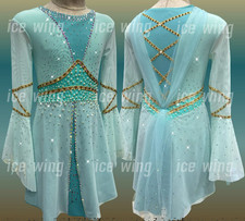 Ice Figure Skating Dress Rhythmic Gymnastics Twirling Competition blue
