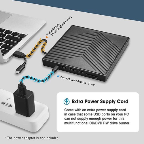External CD DVD Drive USB 3.0 for PC Laptop Windows 11 10 Burner Reader Writer - Picture 4 of 17