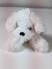 White Lying Down Dog Plush Stuffed Animal, Small 6-14 in, Washable, Ages 3-7
