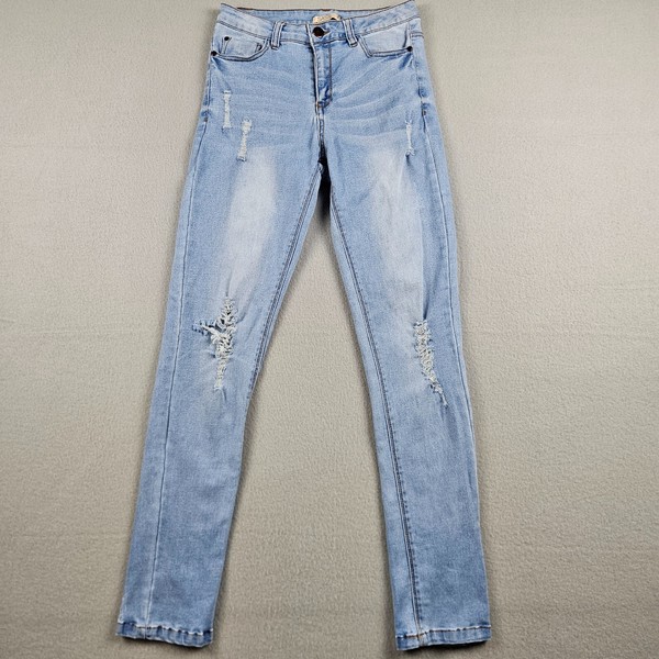 Sass Womens Jeans Size AU 6 W26 Light Blue Zip Fly Distressed Denim