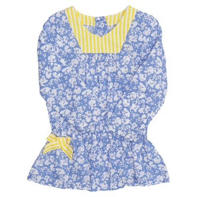 Marks & Spencer, Kleid, Größe: 98, Blau/Weiß/Gelb, Baumwolle, Blumen #8P0