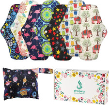 Reusable Menstrual Pads 7 in 1, 10In 7In , Bamboo Cloth Pad for Heavy Flow wit
