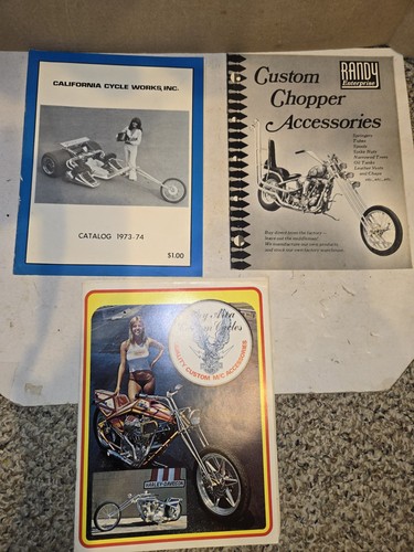 3 Vintage 1970s Motorcycle Catalogs,Randy Enterprise,Bay Area Custom Cycles,BACC