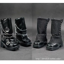1/4 1/3 Scale Female Punk Square Toe Chain Boots Model For Bjd Sd Dolls Toys